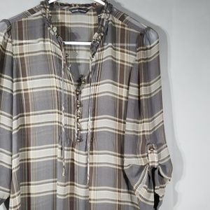 Neutral Plaid Swim Cover Up B45